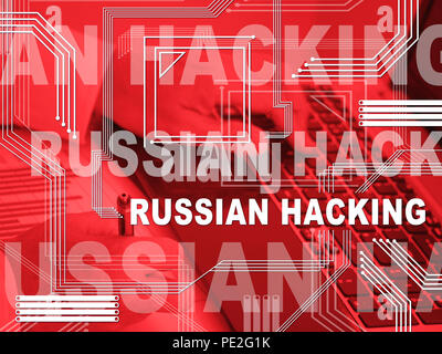 Hacker Russo Mosca Spy campagna 2d illustrazione mostra scrutinio dei voti avviso di violazione contro di noi le elezioni. Digital Online hacker e spionaggio avvertenza Foto Stock