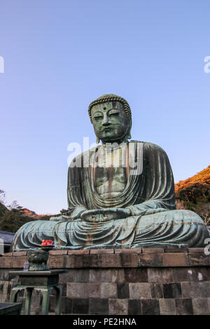 Il grande Buddha di Kamakura. Una grande statua del Buddha al Kōtoku-in in Kamakura, nella prefettura di Kanagawa, Giappone. Foto Stock