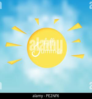 Ciao summer card. Modello per l'annuncio con decorazioni luminose. Illustrazione Vettoriale. Illustrazione Vettoriale