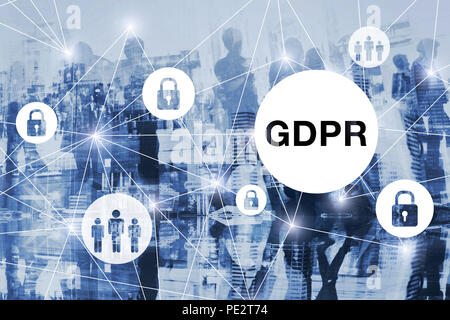 Il PILR concetto, generale della protezione dei dati il regolamento, sfondo blu Foto Stock