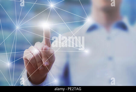 Innovazione e tecnologia di business intelligence sfondo con posto per una copia in formato testo spazio astratto, innovativa soluzione con rete aziendale collegare Foto Stock