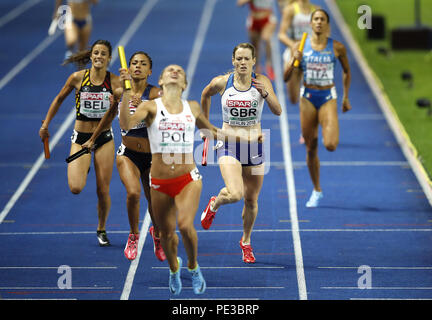 Eilidh Doyle (centro a destra) della Gran Bretagna sulla strada per vincere il bronzo nella finale durante il quinto giorno dei Campionati europei di atletica 2018 allo Stadio Olimpico di Berlino. PREMERE ASSOCIAZIONE foto. Data immagine: Sabato 11 agosto 2018. Vedi storia ATLETICA europea PA. Il credito fotografico dovrebbe essere: Martin Rickett/PA Wire. Foto Stock