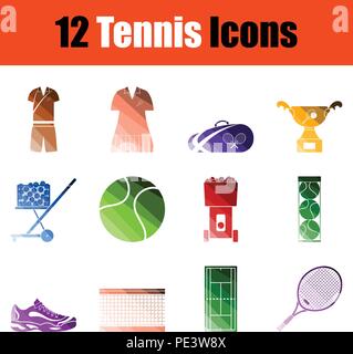 Set di icone di Tennis. Colore sfumatura design. Illustrazione Vettoriale. Illustrazione Vettoriale