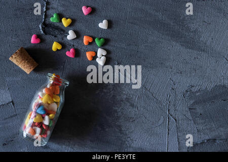 Cuore forme granelli di zucchero Foto Stock