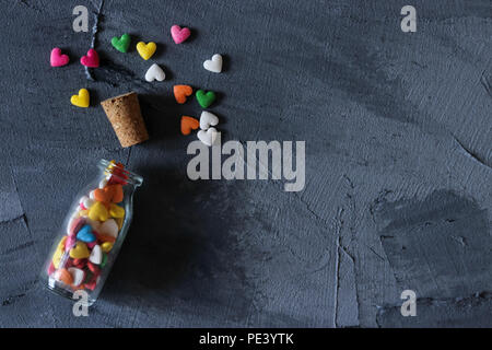 Cuore forme granelli di zucchero Foto Stock