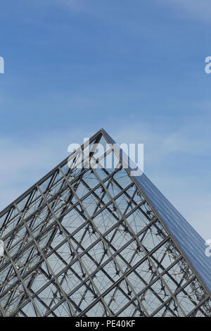 Vista della piramide e della fontana nel cortile del Museo del Louvre. Il Museo del Louvre è uno dei musei più grandi e visitati del mondo. Parigi, Francia. Foto Stock