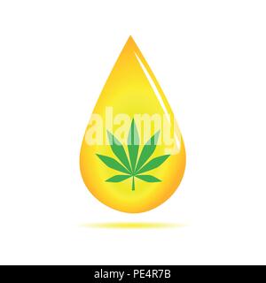 Medicina olio di cannabis giallo goccia illustrazione vettoriale EPS10 Illustrazione Vettoriale