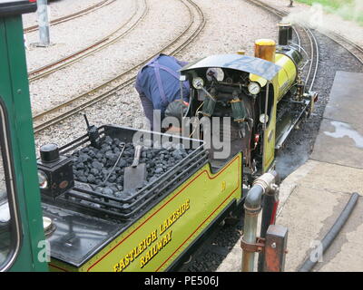 Eastleigh Lakeside ferrovie a vapore è un ottimo posto per prendere i bambini per corse su una miniatura del treno a vapore; vicino a Southampton in Hampshire. Foto Stock