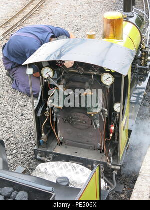 Eastleigh Lakeside ferrovie a vapore è un ottimo posto per prendere i bambini per corse su una miniatura del treno a vapore; vicino a Southampton in Hampshire. Foto Stock