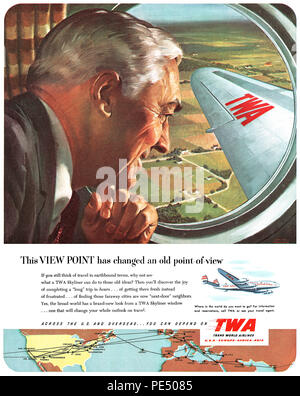 1951 U.S. pubblicità per TWA (Trans World Airlines). Foto Stock