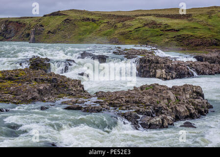 Urridafoss cascata situata nel fiume Thjorsa nel sud-ovest dell'Islanda Foto Stock