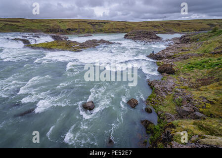 Urridafoss cascata situata nel fiume Thjorsa nel sud-ovest dell'Islanda Foto Stock