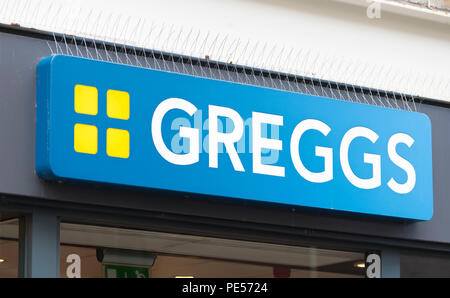 Greggs bakery sign logo. Foto Stock