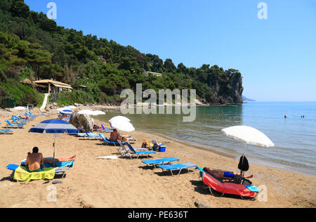 Glyfada Beach vicino a Pelekas, Corfù, Grecia, Europa Foto Stock