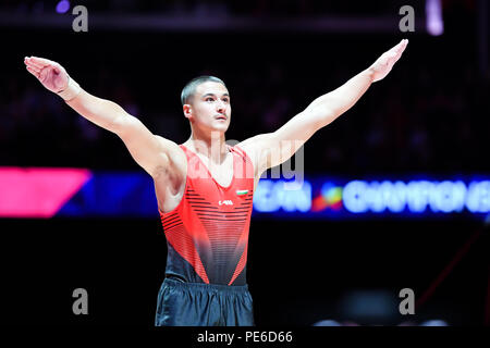 Glasgow, Scotland, Regno Unito. Il 12 agosto 2018. compete sulla volta in uomini di Ginnastica Artistica finali apparecchiatura durante i Campionati Europei Glasgow 2018 al SSE Idro Domenica, 12 agosto 2018. GLASGOW Scozia. Credito: Taka G Wu Foto Stock