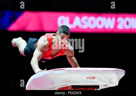 Glasgow, Scotland, Regno Unito. Il 12 agosto 2018. compete sulla volta in uomini di Ginnastica Artistica finali apparecchiatura durante i Campionati Europei Glasgow 2018 al SSE Idro Domenica, 12 agosto 2018. GLASGOW Scozia. Credito: Taka G Wu Foto Stock