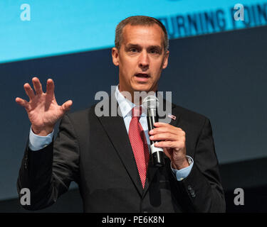 Corey Lewandowski, campaign manager per Donald Trump's 2016 campagna, parlando al punto di svolta di Alta Scuola di Leadership nel vertice di Washington DC su Foto Stock