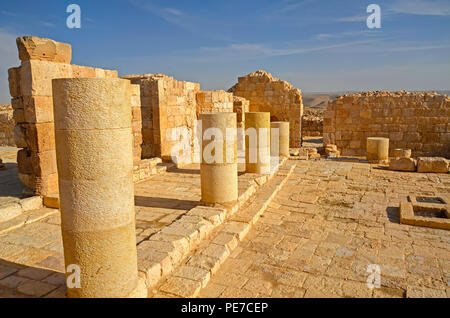 San Nilos (chiesa Chiesa Orientale) in Mamshit dal IV secolo d.c. Mamshit è il Nabatean città di Memphis. Nel periodo Nabatean, Mamshit era imp Foto Stock