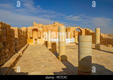 San Nilos (chiesa Chiesa Orientale) in Mamshit dal IV secolo d.c. Mamshit è il Nabatean città di Memphis. Nel periodo Nabatean, Mamshit era imp Foto Stock