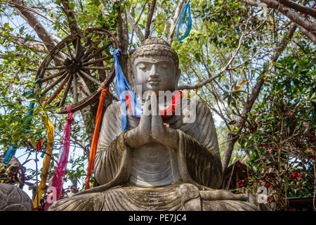 Statua di Pietra del Budda seduto sotto l'albero, Bali, Indonesia. Foto Stock