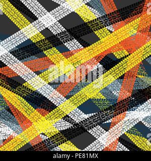 Diversi colori pneumatico via sagome su sfondo nero Illustrazione Vettoriale