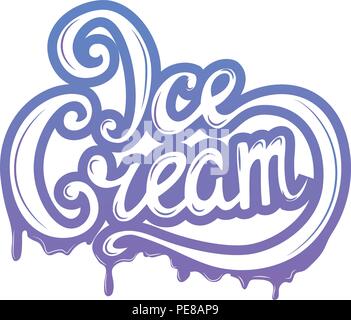 Iscrizione manoscritta del gelato, scritte, calligrafia. Shop, cafe vendita. Vettore Illustrazione Vettoriale