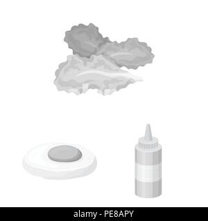 Burger e ingredienti icone monocromatiche in set di raccolta per il design. Burger di cottura simbolo vettore illustrazione stock. Illustrazione Vettoriale