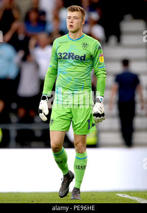 Leeds United portiere Bailey Peacock-Farrell durante il cielo di scommessa match del campionato contro il Leeds United al Pride Park, Derby. Foto Stock