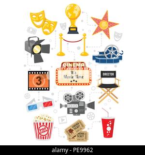 Cinema e Film Infographics Illustrazione Vettoriale