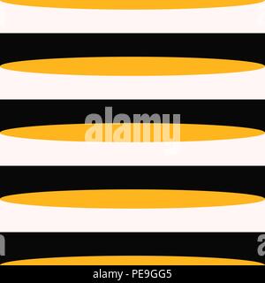 Retro bianco nero e arancio strisce orizzontali Illustrazione Vettoriale