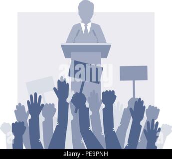 Supporti per le casse di fronte alla folla. Illustrazione Vettoriale. Eps 10 Illustrazione Vettoriale