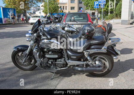 Motocicli nel parco, Lappeenranta FINLANDIA Foto Stock