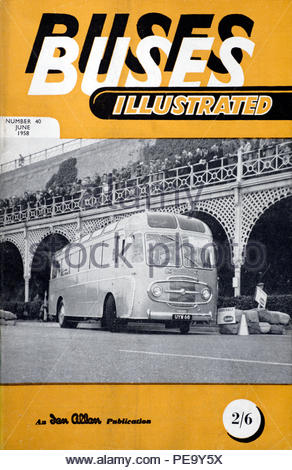 Gli autobus illustrato, vintage UK rivista mensile dal 1958 Foto Stock