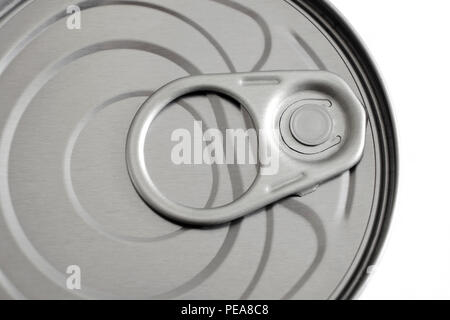 Close up anello di trazione sul metallo può alimentare Foto Stock