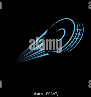 Sfondo nero con auto blu del logo della ruota Illustrazione Vettoriale