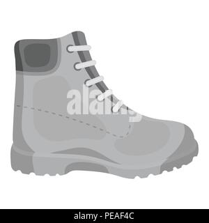 Scarpe da trekking icona in stile monocromatico isolati su sfondo bianco. Simbolo di scarpe illustrazione vettoriale. Illustrazione Vettoriale