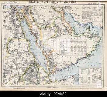 L'Arabia, l'Egitto, la Nubia e Abissinia 1883 mappa. Foto Stock