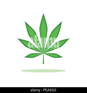 Verde foglia di cannabis semplice disegno illustrazione vettoriale EPS10 Illustrazione Vettoriale