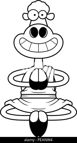 Un cartoon illustrazione di una pecora monk sorridente e meditare. Illustrazione Vettoriale