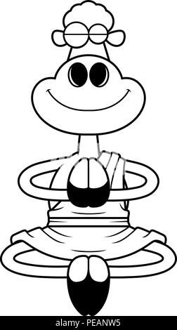 Un cartoon illustrazione di una pecora monk sorridente e meditare. Illustrazione Vettoriale