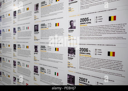 Muro delle Celebrità in Centrum Ronde van Vlaanderen / Tour delle Fiandre Center, il museo dedicato alle Fiandre ciclo su strada racing di Oudenaarde, Belgio Foto Stock