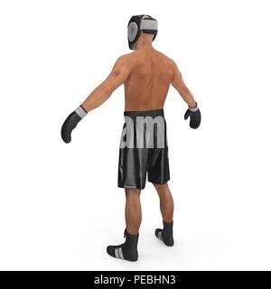 Corpo pieno di giovani boxer uomo su bianco. 3D illustrazione Foto Stock