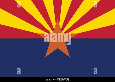 Bandiera degli STATI UNITI D'AMERICA Stato dell Arizona, vettore Illustrazione Vettoriale