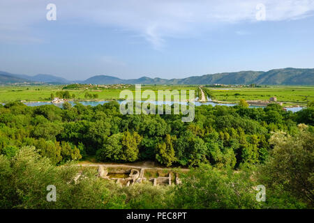 Antica città Butrinto con frazioni, Vivar Canal, Butrinto National Park, vicino Saranda, Qark Vlora Albania Foto Stock