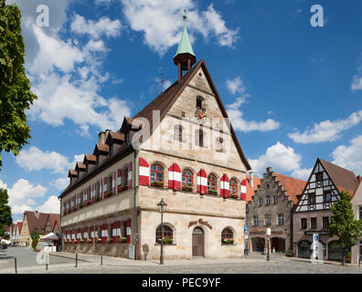 Il vecchio Municipio sulla piazza del mercato, Lauf an der Pegnitz, Media Franconia, Franconia, Baviera, Germania Foto Stock