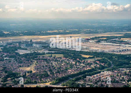 Aeroporto di Manchester foto aerea su un terminale nuovo progetto di costruzione Foto Stock