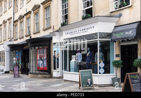 Negozi Charles Tyrwhitt e Jack Wills a Old Bond St, Bath, Inghilterra, Regno Unito Foto Stock