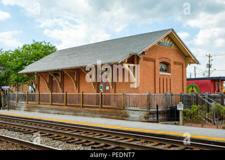 Freight Shed, Gaithersburg Railroad Station, 5 vertice Sud Avenue, Gaithersburg, Maryland Foto Stock