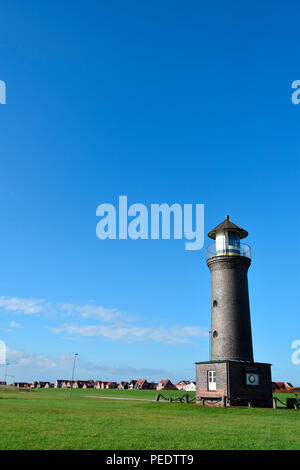 Faro Memmert, Juist, nel Parco Nazionale del Mare di Wadden, Bassa Sassonia, Est isola frisone, Germania Foto Stock