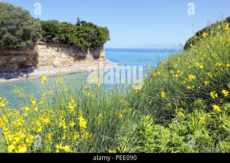 Formazione di roccia Canal damour a Sidari sull isola di Corfù (Grecia). Foto Stock